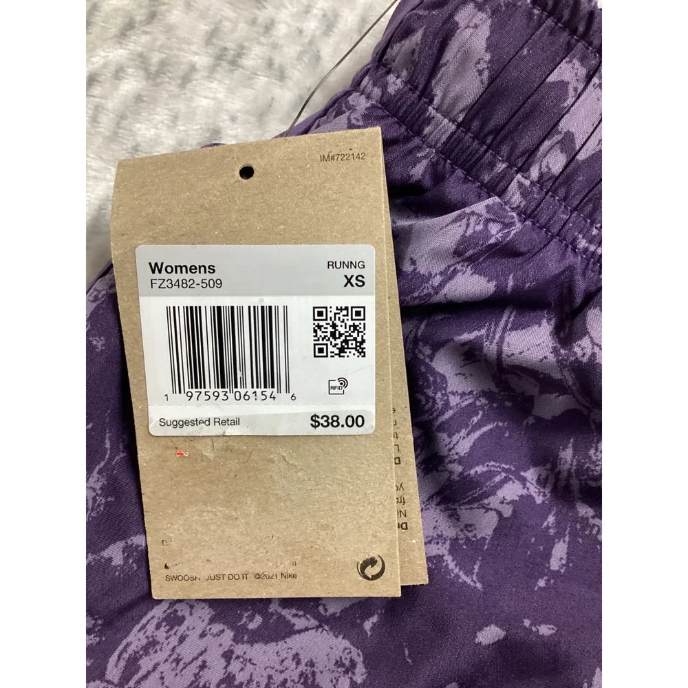 Nike Womens Dri-FIT Running‎ Shorts Purple Abstract Print FZ3482-509 XS NEW
